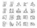 Auction line icon set. Included icons as hammer, price, bidding, judge, auction hammer,ÃÂ painting, deal and more.